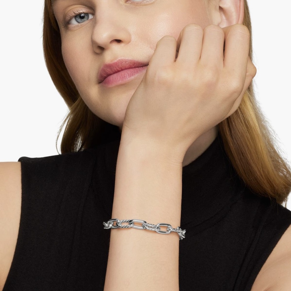 David Yurman Twisted Silver Chain Bracelet